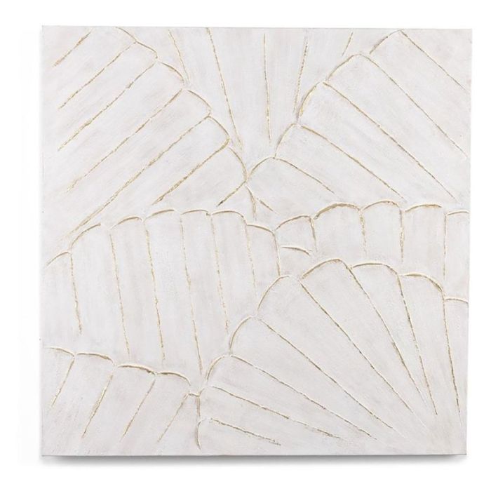 Coco Maison Schilderij Clover in witte kleur, frontaal gefotografeerd met zichtbaar reliëf en strak vierkant ontwerp.