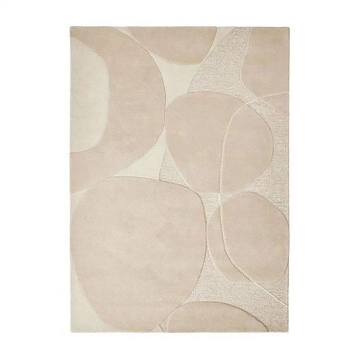 Vloerkleed Bolsena van Brinker in beige, gemaakt van 100% wol, met een design van organische vormen.