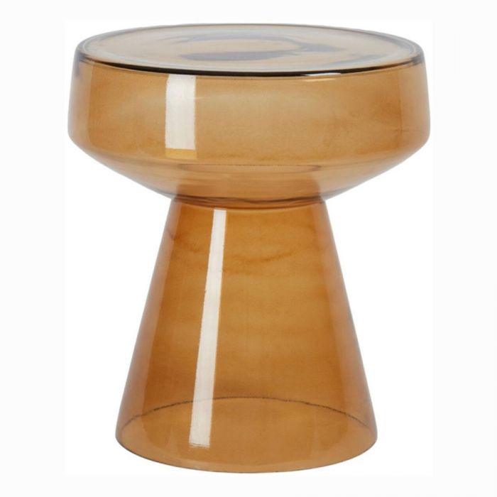  Dakwa bijzettafel Ø37 cm van transparant geel glas met moderne vormgeving.