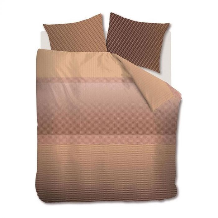 Dekbedovertrek Sashiko Multi van Kardol by Beddinghouse in warme aardetinten, bovenaanzicht.