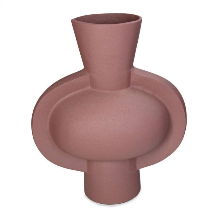 Stijlvolle, minimalistisch vormgegeven vaas gemaakt van aluminium in de kleur mauve (oud-roze).