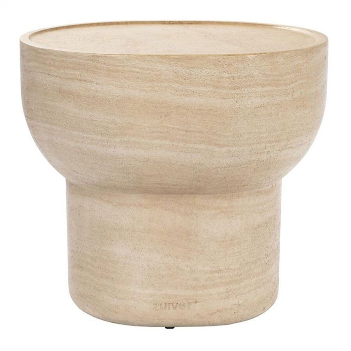 Zuiver bijzettafel Noble met een zandkleurige, organische vorm.