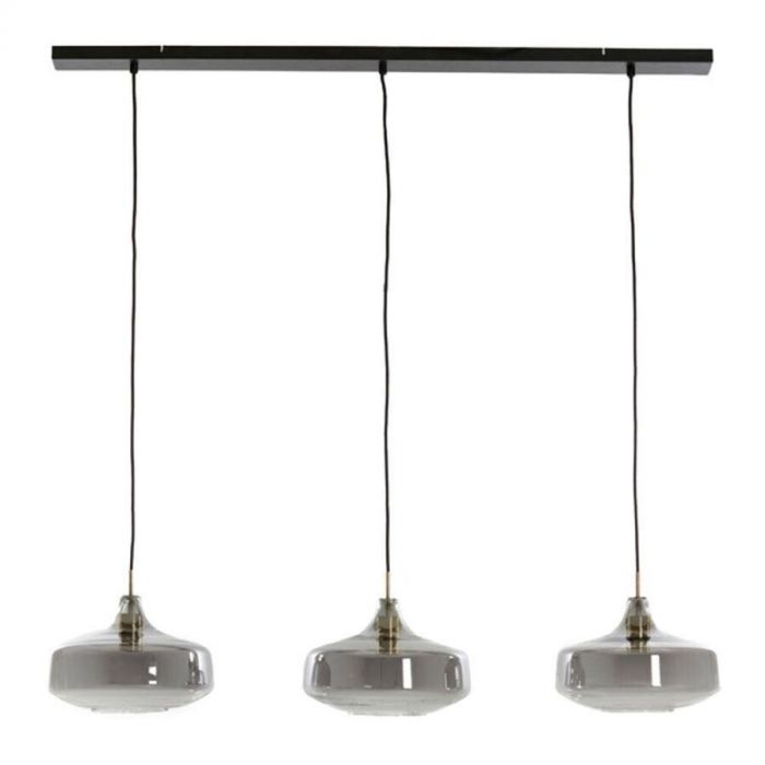 Hanglamp Ambada met drie glazen lampenkappen en een minimalistisch zwart frame.