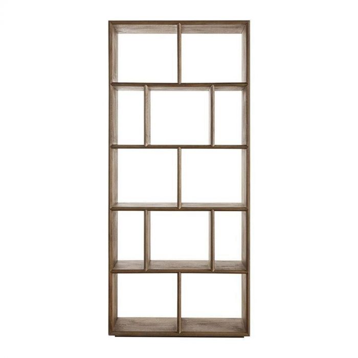 Wandkast Boldara van Inhouse met open vakken, gemaakt van bruin hout voor een stoer en eigentijds interieur.