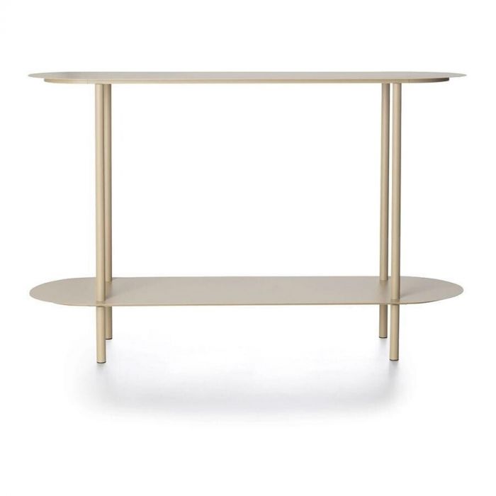 Owen wandtafel van COCOmaison in taupekleurig metaal, vooraanzicht.