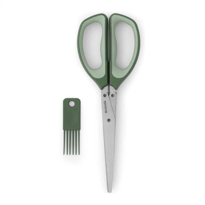 Brabantia Tasty+ kruidenschaar met vijf roestvrijstalen bladen en een groene kam voor eenvoudig schoonmaken.