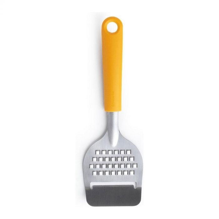 Brabantia Tasty+ kaasschaaf plus rasp in honinggeel met ergonomisch ontwerp en ophangoog.