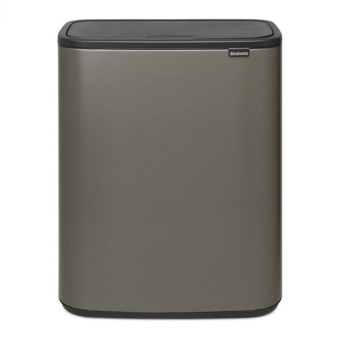 Brabantia Bo Touch Bin 60L in een, met een strak en modern ontwerp, gezien van de voorkant.