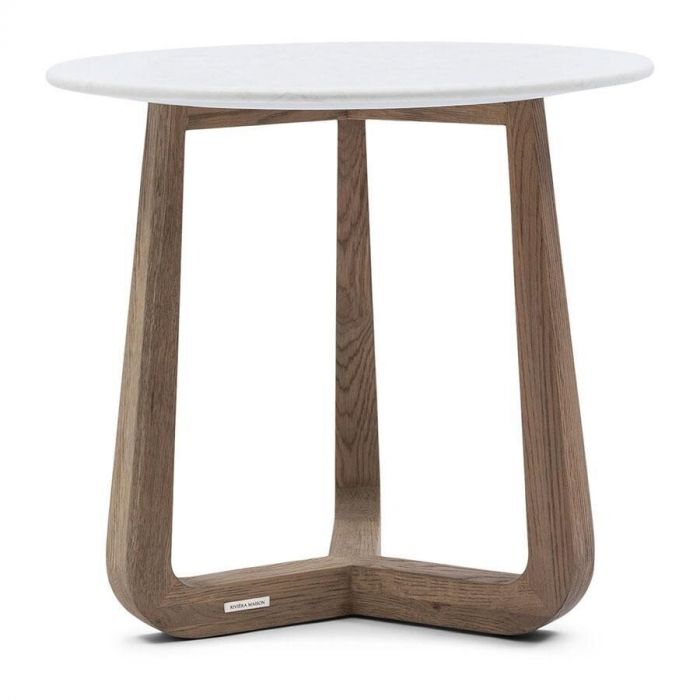 Casone bijzettafel Rivièra Maison met marmeren blad en eikenhouten onderstel