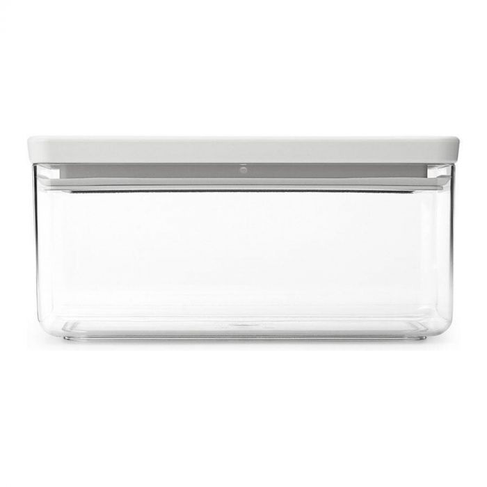 Vierkante voorraadbus van 1,5 liter Tasty+ in lichtgrijs, met een strak en stapelbaar ontwerp.