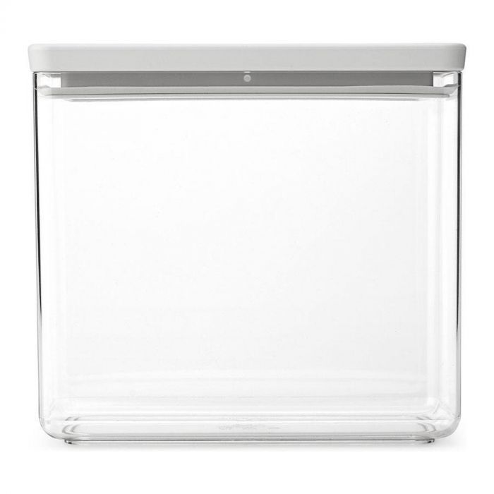 Transparante Brabantia Tasty+ voorraadbus met een inhoud van 3,5 liter en een wit deksel, frontaanzicht.