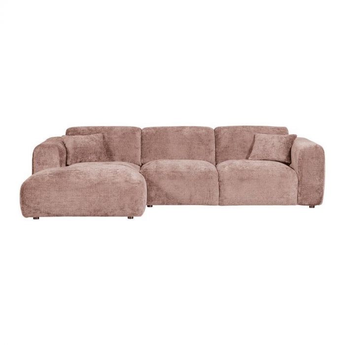 Chaise longue Cloud van WOOOD in taupe chenille, met linkerarmleuning en een moderne uitstraling.