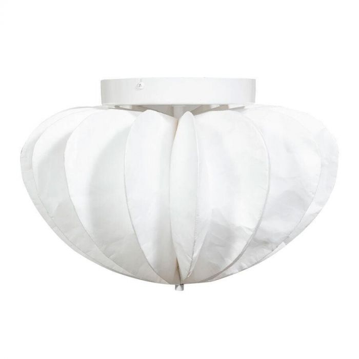 Woood plafondlamp Dalia in wit, volledig zichtbaar met een elegante gevouwen kap.