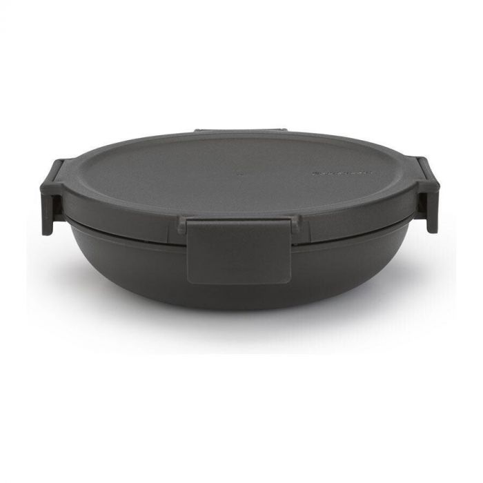 Donkergrijze Brabantia Make & Take lunchkom met luchtdichte deksel, perfect voor onderweg.