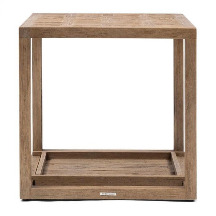 Bijzettafel Fraser Island van Rivièra Maison, vooraanzicht met open ontwerp en natuurlijke houtkleur.