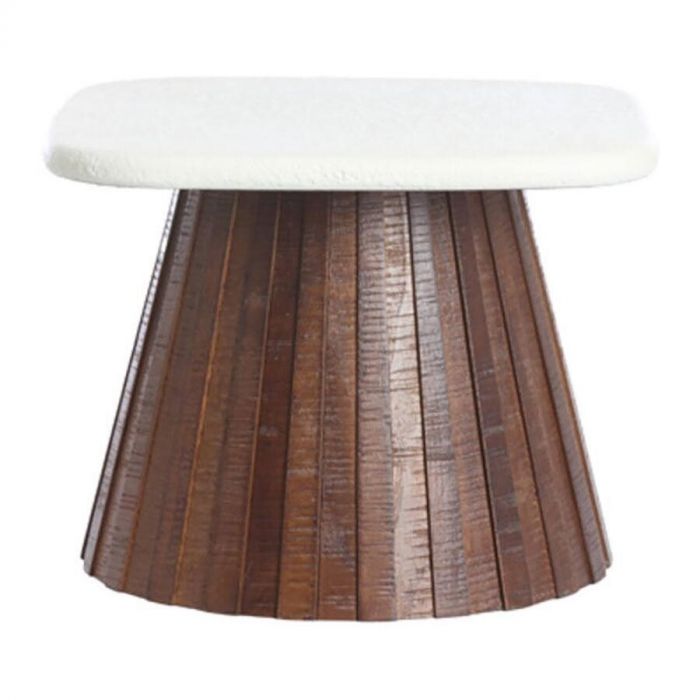 Light & Living Bijzettafel OKATO met crèmekleurig blad en robuuste, taps toelopende houten basis in een warme bruine tint.