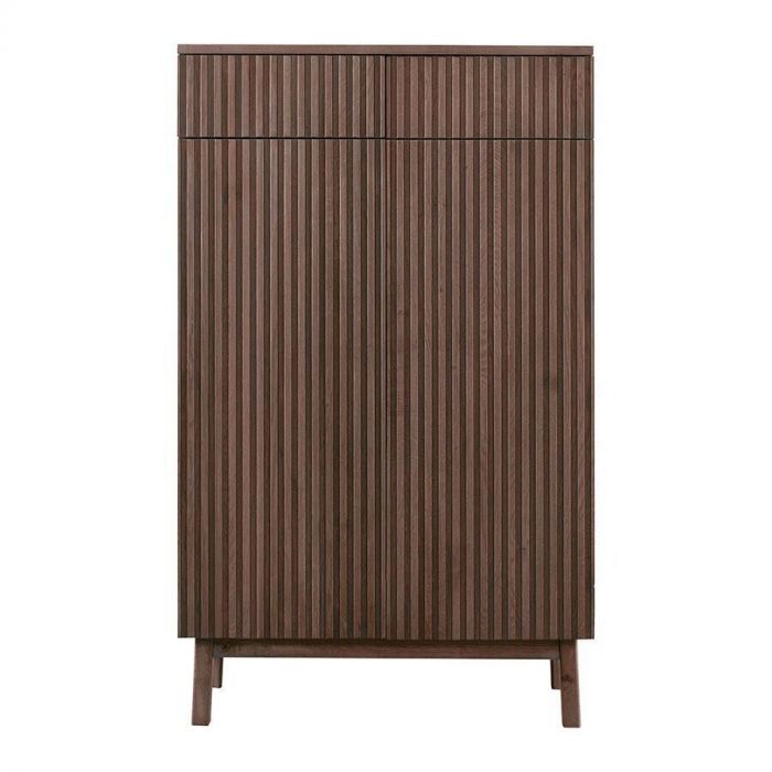 Opbergkast Arrosto van Pronto Wonen in donker eikenhout, met een strak design en verticale lijnen voor een moderne uitstraling.