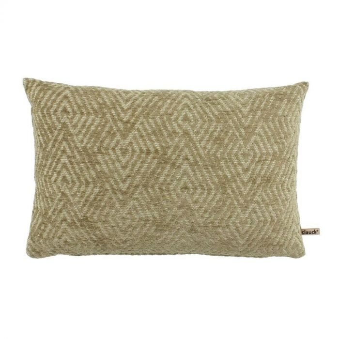 Rechthoekig sierkussen Vaxholm van Claudi in een warme beige tint met een elegant geometrisch patroon.