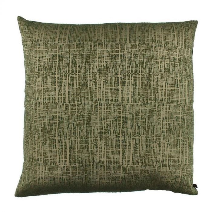 Vierkant sierkussen Donatello van Claudi in een diepe groentint met een subtiel grafisch patroon.