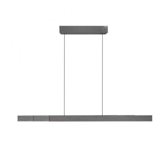 PURE Moto-Rise LED hanglamp in platina grijs met strak lijnvormig ontwerp en verstelbare ophanging.