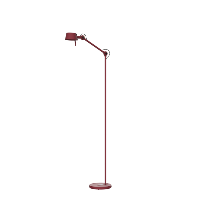 Tonone Bolt10 vloerlamp in burgundy rood met verstelbare arm en slank design