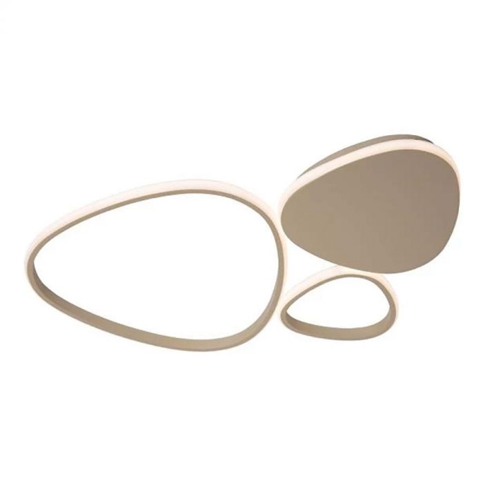 Lucide Samling plafondlamp taupe met drie organische LED-ringen, bovenaanzicht.