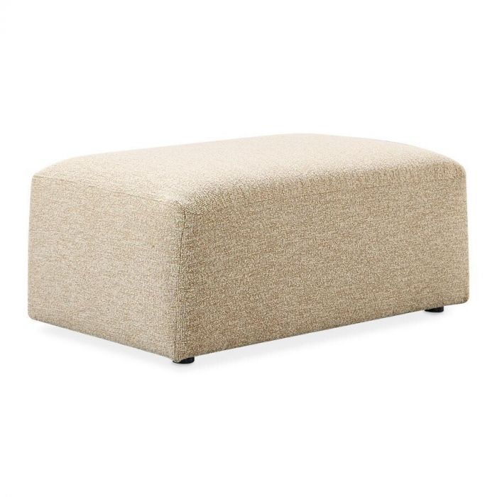 Praktische hocker Roxy in de stof Lodge, kleur Sand, met afgeronde hoeken en lage poten.