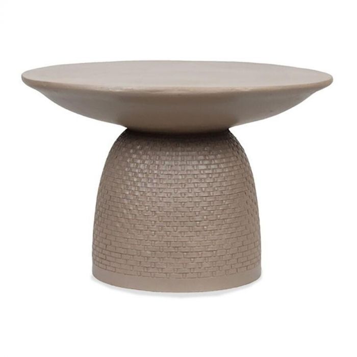 Bijzettafel Lucan van magnesium in light brown, met een organisch design en een textuurvolle basis