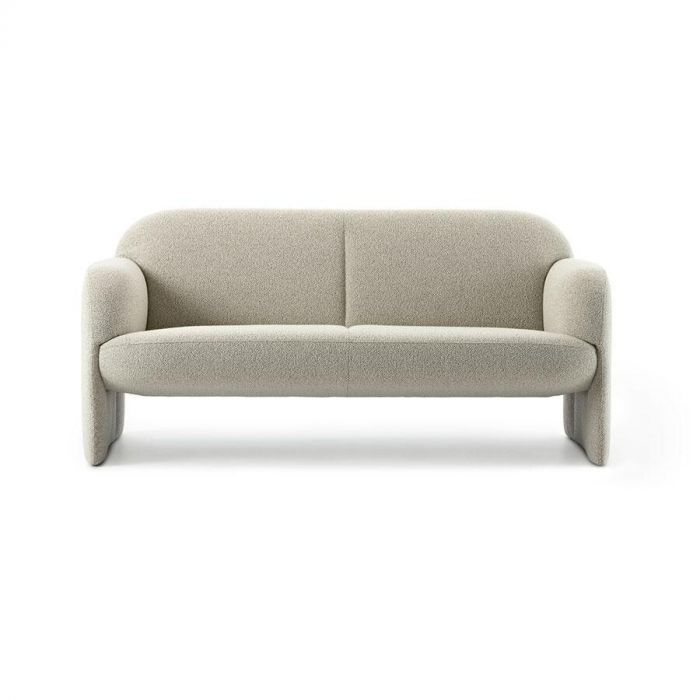 Zitbank Modius van Leolux, vooraanzicht in lichtgrijze stof.