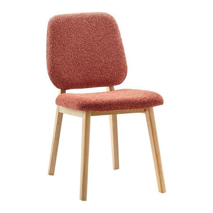 Eetkamerstoel Antiras van INHOUSE in stof Rhythm steenkleur met naturel gelakt eikenhouten frame.