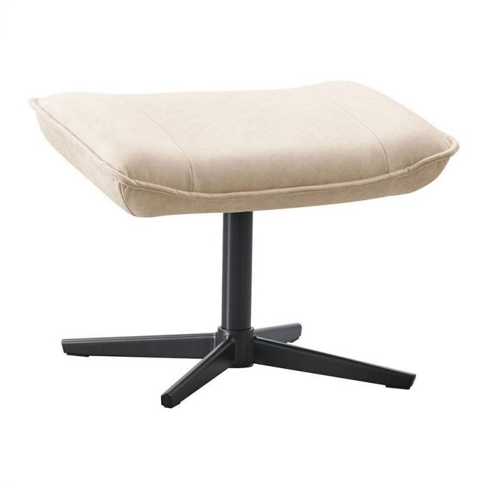 Hocker Irabo van INHOUSE in beige stof met zwart metalen draaivoet.