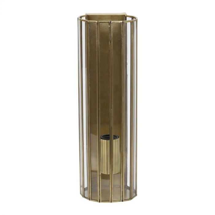 Wandlamp Light & Living in antiek brons met glazen panelen, frontaal aanzicht.