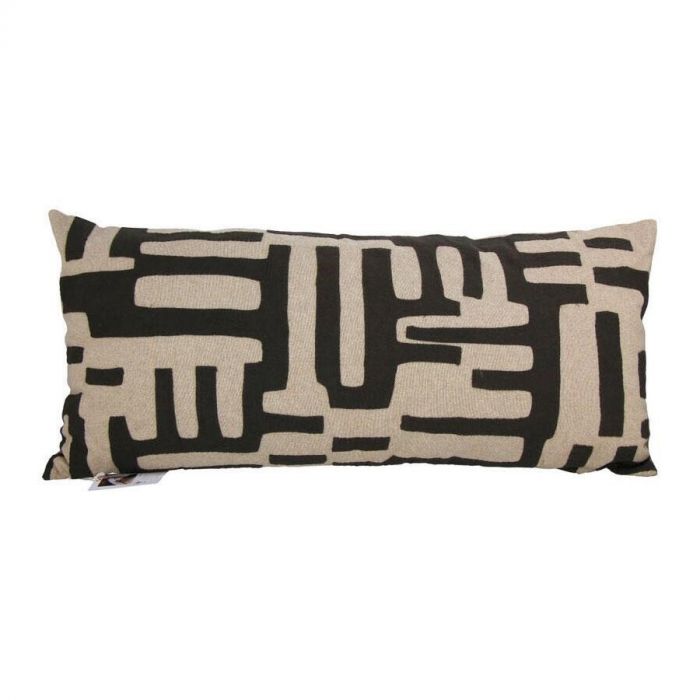 Kussen van Kersten in bruin en beige katoen met een abstract patroon, rechthoekig en decoratief.