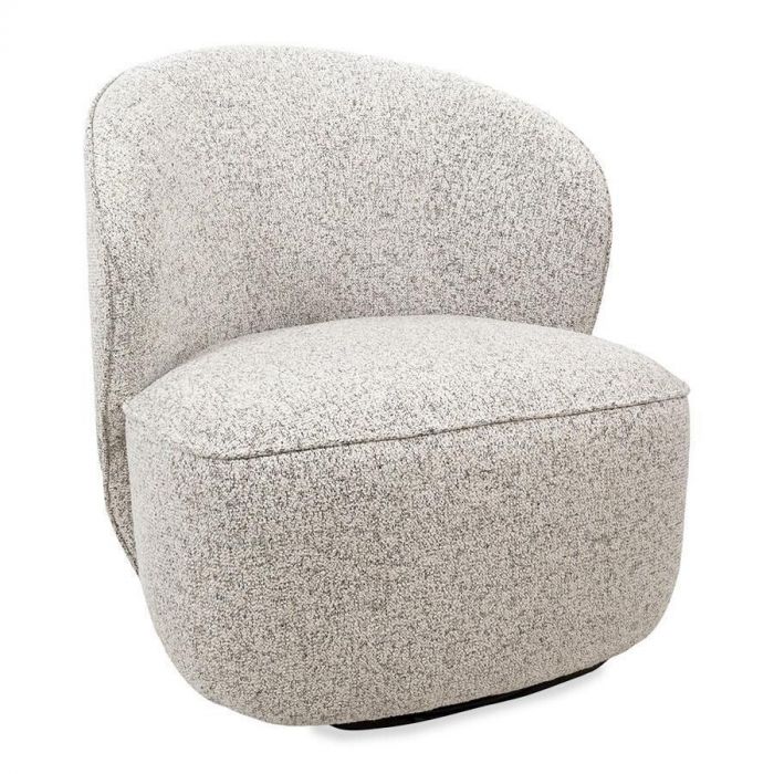 Draaifauteuil Avi in ecru, vooraanzicht met zachte, afgeronde vormgeving.