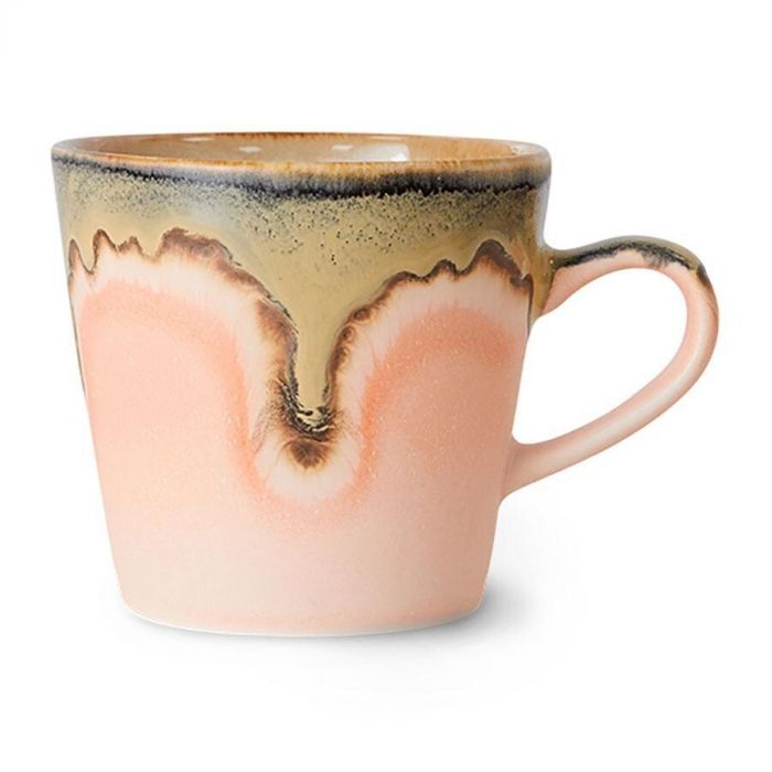 Americano mok Blossom van HKliving met roze en groene glazuurafwerking.
