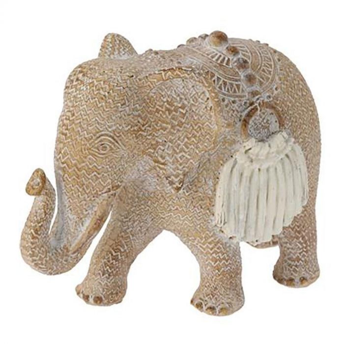 Decoratieve olifant met een charmante uitstraling, gemaakt van natuurlijke materialen. Formaat medium.