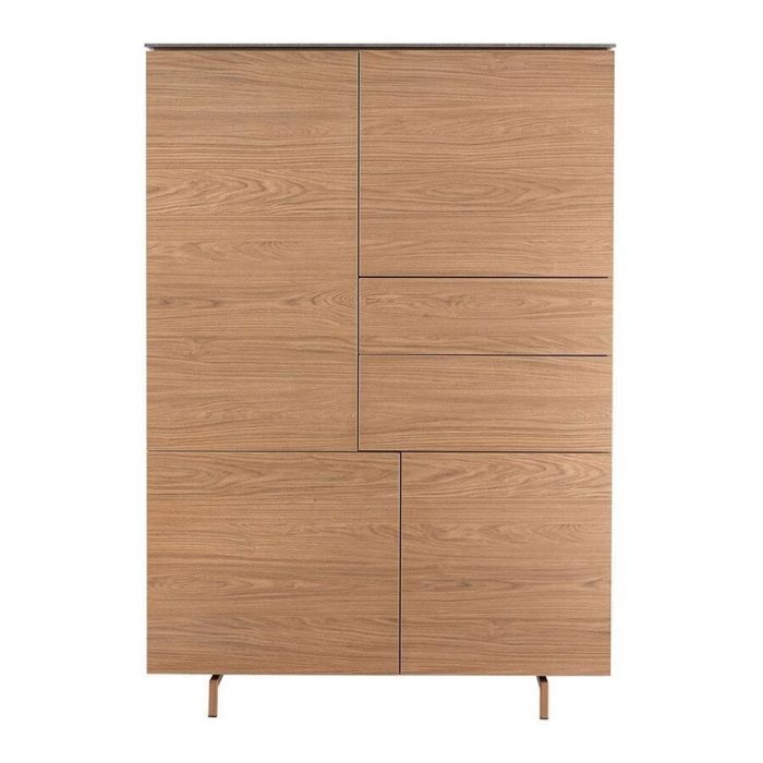 Vooraanzicht van wandkast Stonara van INHOUSE met Hazel Lamulux afwerking en metalen poten in Hazel.