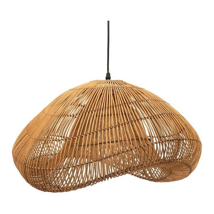 Hanglamp Lunar van By-Boo in bruin rotan met organische vorm.