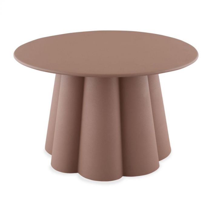 Easdale bijzettafel Biscuit van 63 cm met golvend onderstel en rond blad in warme beige tint.