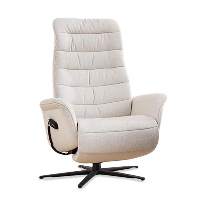 Beige relaxfauteuil Lisburn met zwarte stervoet, vooraanzicht