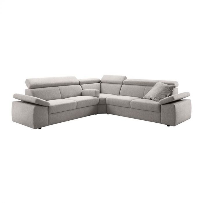 Pronto Wonen Hoekbank Temiso Grijs L, schuin vooraanzicht met verstelbare zitdiepte en comfortabele kussens.