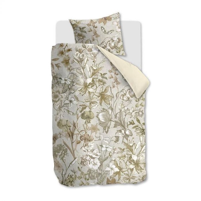 Dekbedovertrek Bronte van Beddinghouse in beige met bloemenpatroon, enkel dekbed.