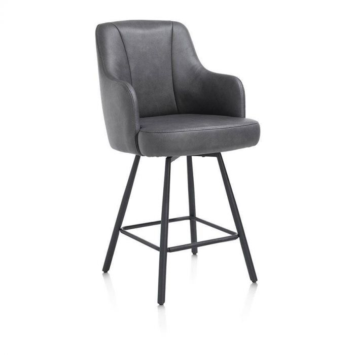 Barstoel Eva in antraciet van Happy@Home, vooraanzicht.