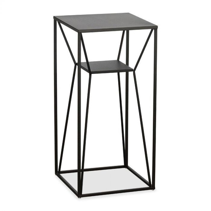 Zwarte metalen bijzettafel Otawara met geometrisch frame en kruislings geplaatste diagonale lijnen.