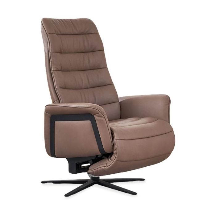 Moderne relaxfauteuil Lifton met gestepte zitting, hoge rugleuning en zwart metalen stervoet