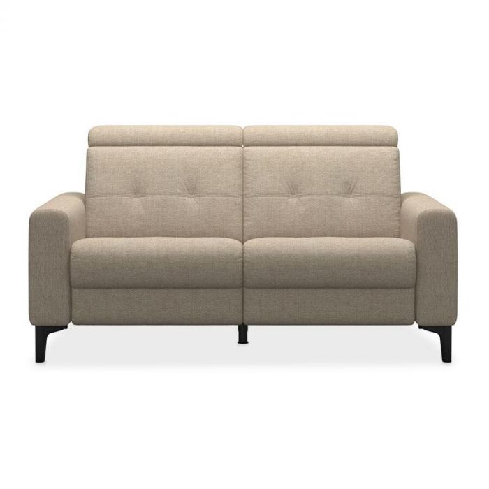 Stressless Anna bank in beige stof met elektrische relaxfunctie.