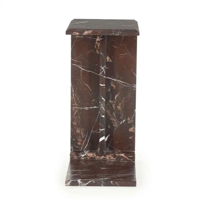 Bijzettafel Mirage van By-Boo in diep roodbruin marmer met gepolijste afwerking, vooraanzicht.