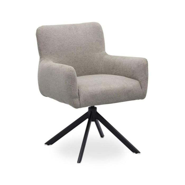 Eetkamerstoel Faya van Trendhopper in Chicago Clay met zwarte metalen poten, vooraanzicht.