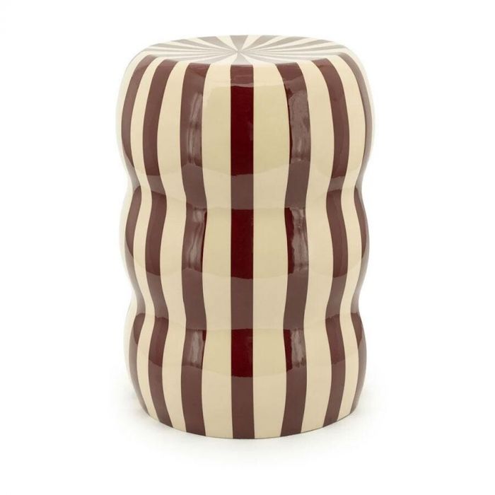 By-Boo kruk Candice van ijzer met golvende vorm en bordeauxrode en crèmekleurige strepen, losstaand gefotografeerd op witte achtergrond.