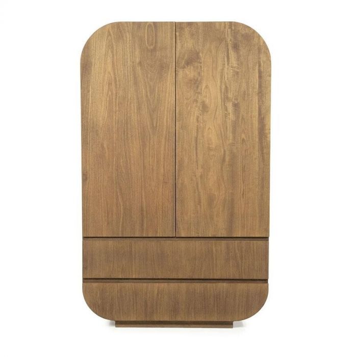 Vooraanzicht van het Eleonora Kabinet King met afgeronde hoeken en een gladde houten afwerking.